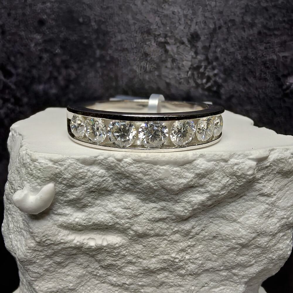 S925 Silver 2.12CT Moissanite Channel Set Band Ring Size 12